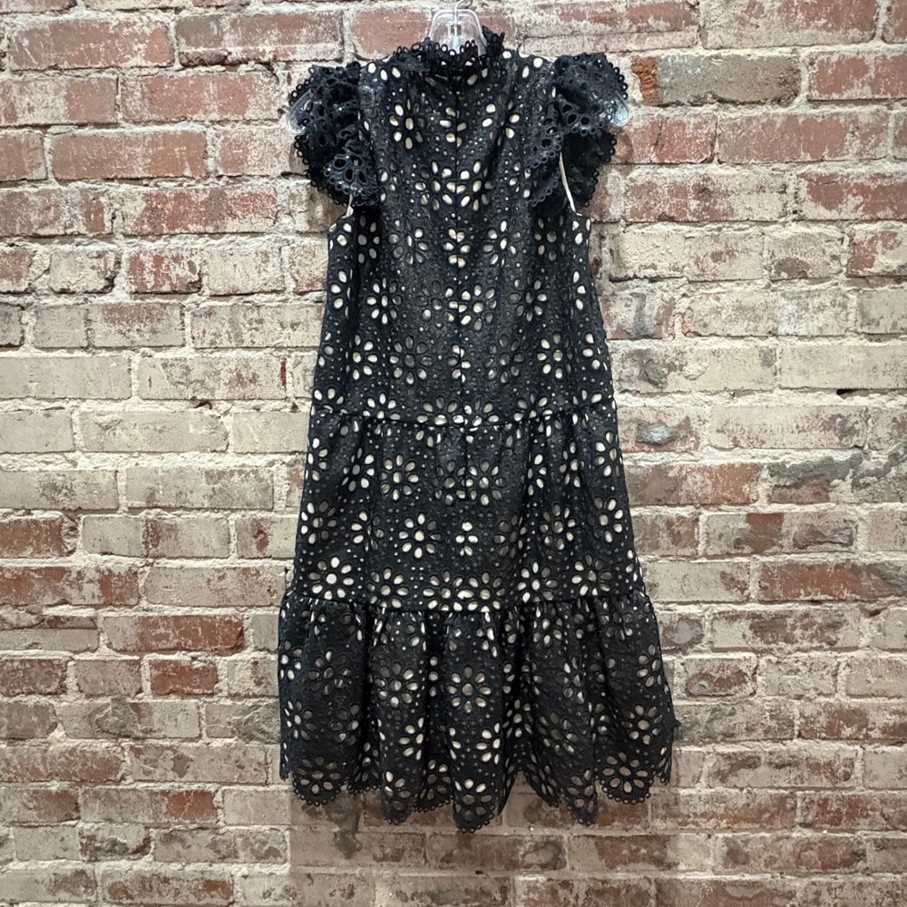 NWT Sea New York Shelby Black Sequin Flutter Sleeve Dress Size 4 - Picture 7 of 7